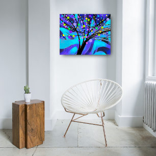 colorful abstract tree turquoise and purple modern leinwanddruck