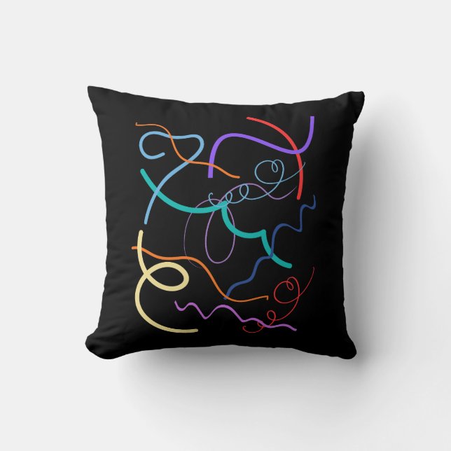 Colorful Abstract Wavy Lines Pattern Kissen (Vorderseite)