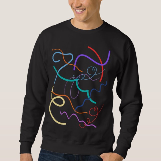Colorful Abstract Wavy Lines Pattern Sweatshirt (Vorderseite)