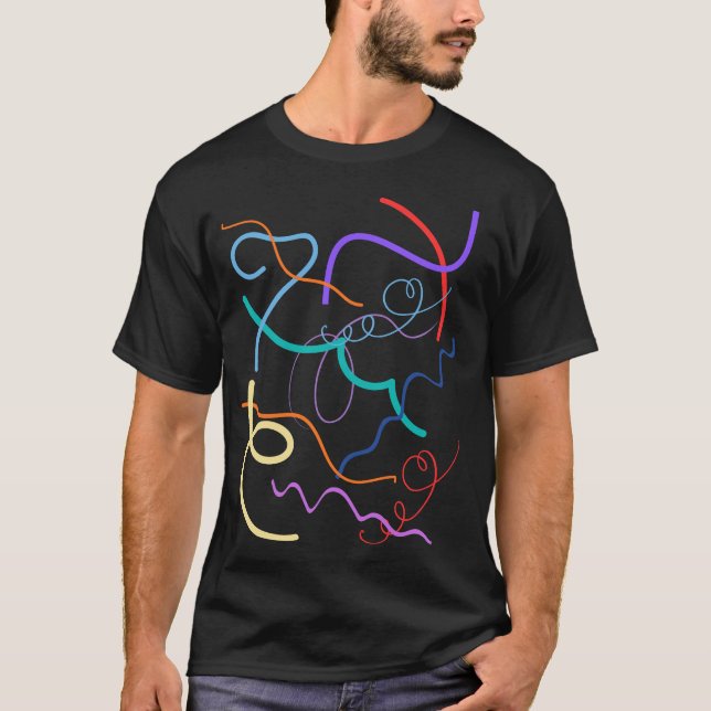 Colorful Abstract Wavy Lines Pattern T-Shirt (Vorderseite)