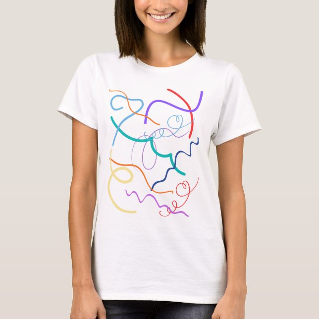 Colorful Abstract Wavy Lines Pattern T-Shirt (Vorderseite)