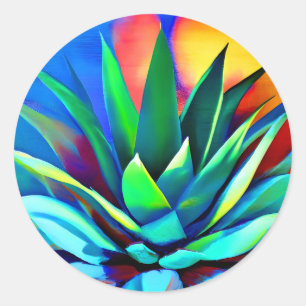 Colorful Agave Pflanze Runder Aufkleber