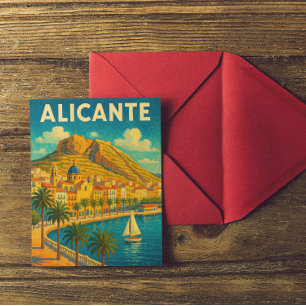 Colorful Alicante Spanien Vintage Postkarte