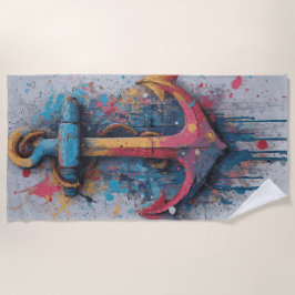 Colorful Anchor Paint Splash Illustration Strandtuch