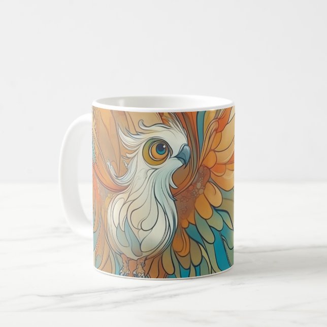 Colorful and stylized illustration of a phoenix. kaffeetasse (Vorderseite Links)