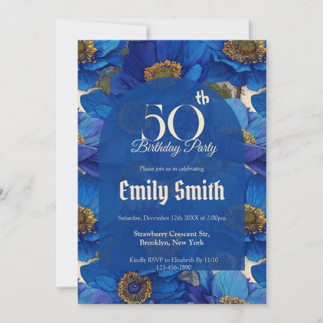 Colorful Anemones Luxury Kids’ Birthday Einladung (Vorderseite)