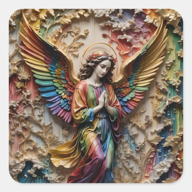 Colorful Angel Quadratischer Aufkleber (Vorderseite)