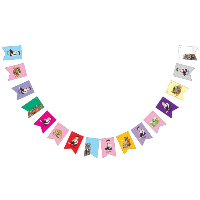Colorful Animal Birthday Photo Bunting Flags  Wimpelkette (Alle)