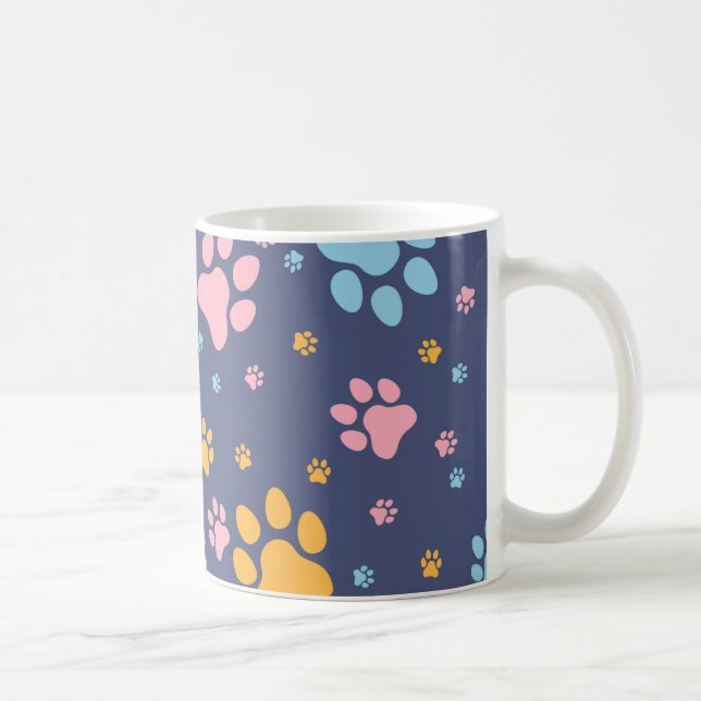 Colorful Animal Paw Prints Pattern Kaffeetasse (Rechts)