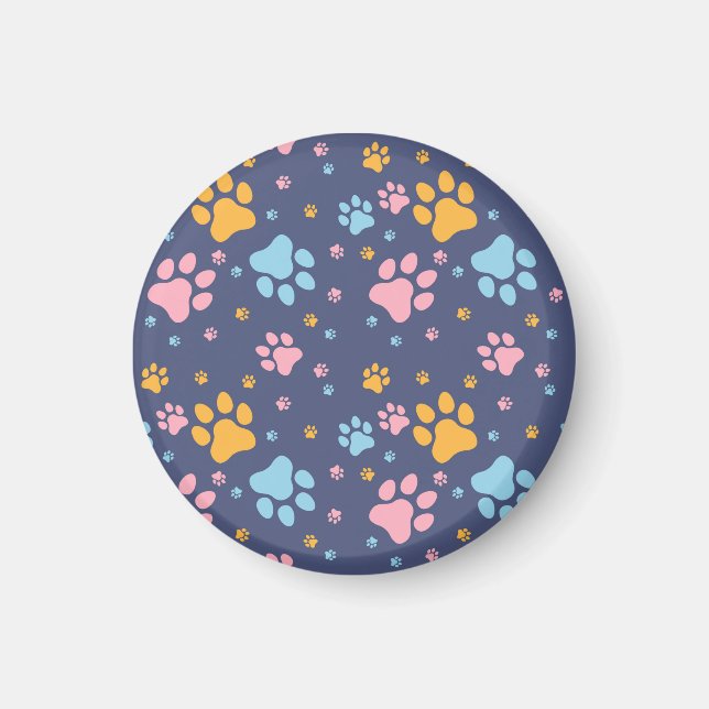 Colorful Animal Paw Prints Pattern Magnet (Vorne)