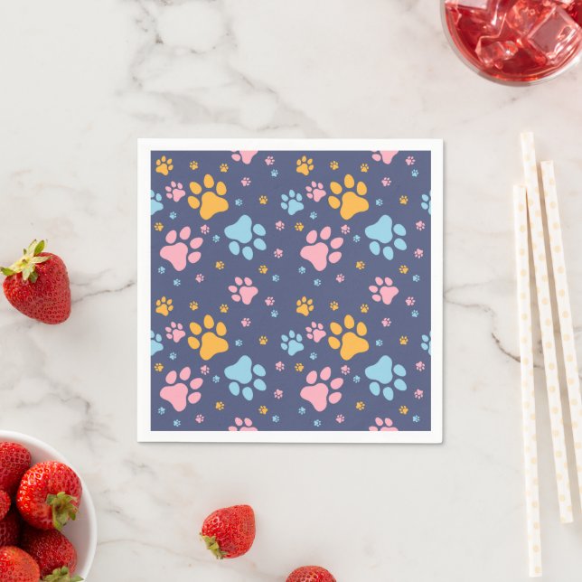 Colorful Animal Paw Prints Pattern Serviette (Beispiel)