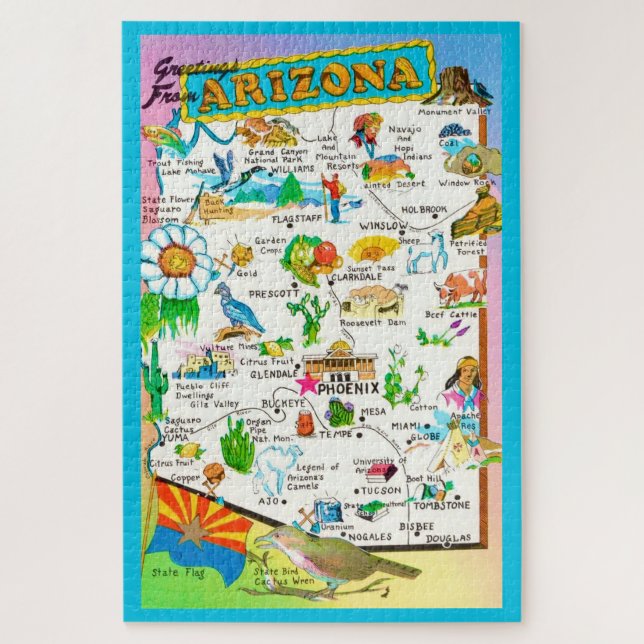 Colorful Arizona Map 20x30 Jigsaw Puzzle (Vertikal)