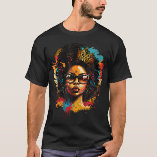 Colorful Art Black Queen Afro Melanin Dripping Jun T-Shirt