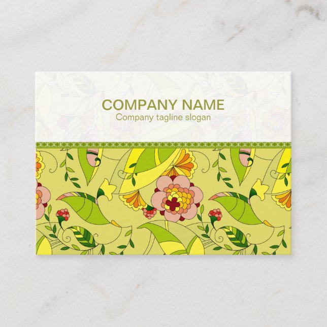 Colorful Art Deco Floral Collage Business Card Visitenkarte (Vorderseite)