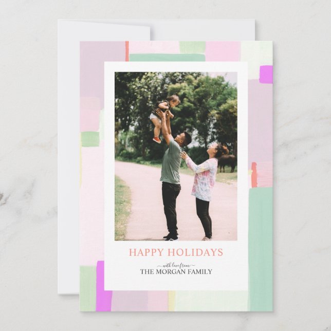 Colorful Art Weihnachten Foto Grußkarte (Vorderseite)