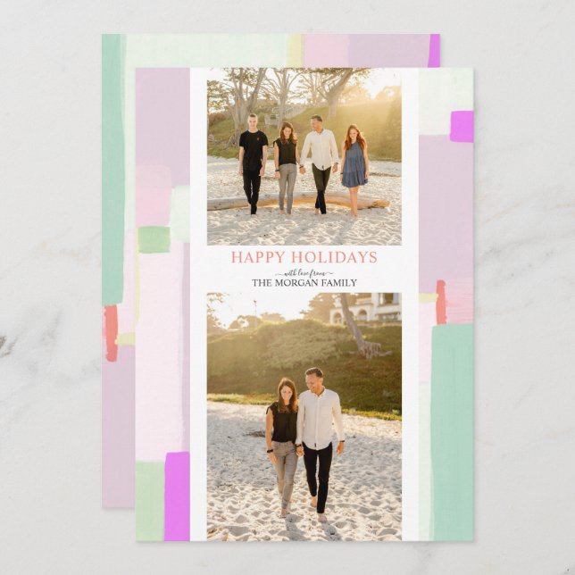 Colorful Art Weihnachten Foto Grußkarte (Vorne/Hinten)