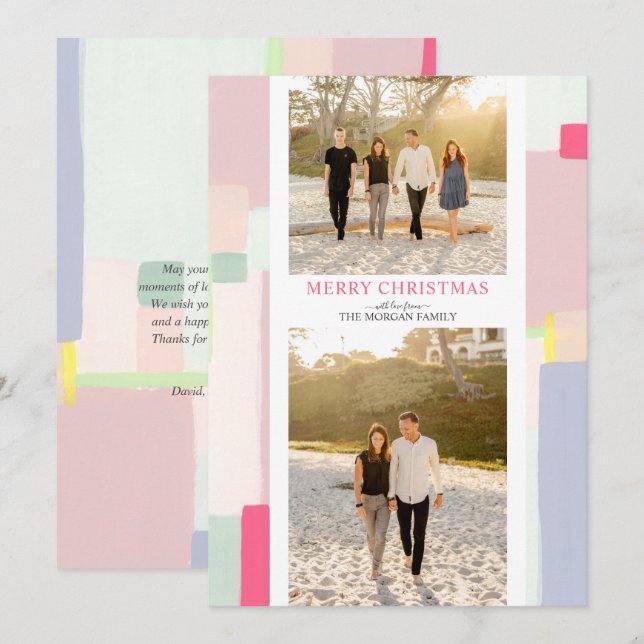 Colorful Art Weihnachten Foto Grußkarte (Vorne/Hinten)