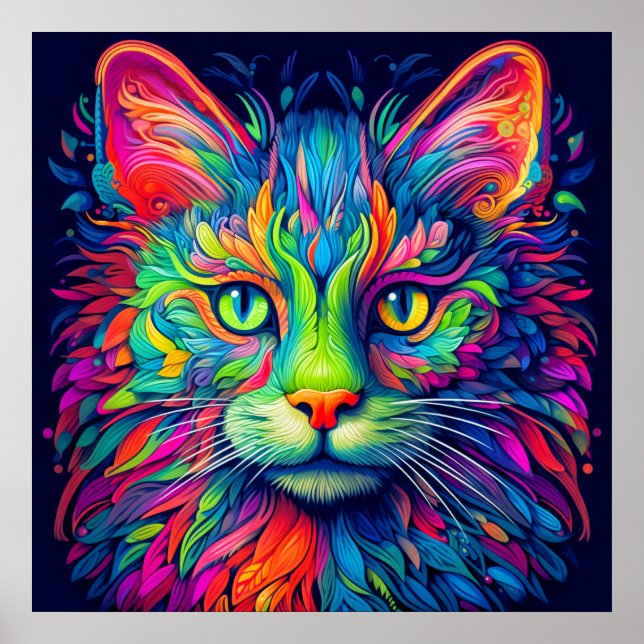 Colorful Artistic Majestic Kitty Cat Poster (Vorne)