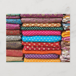 Colorful Asian Sari Fabric Postcard Postkarte