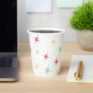 Colorful Atomic Starburst Mid Century Retro Pappbecher