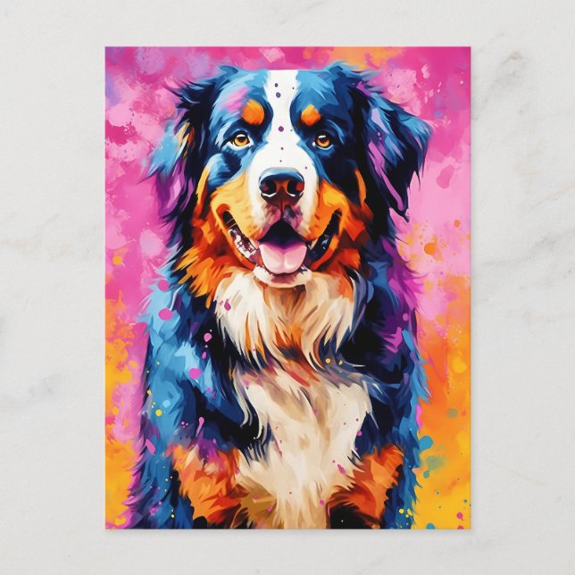 Colorful Australian Shepherd Art Postkarte (Vorderseite)