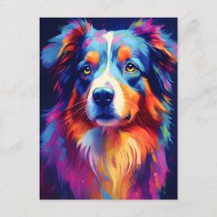 Colorful Australian Shepherd Art Postkarte