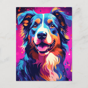 Colorful Australian Shepherd Art Postkarte