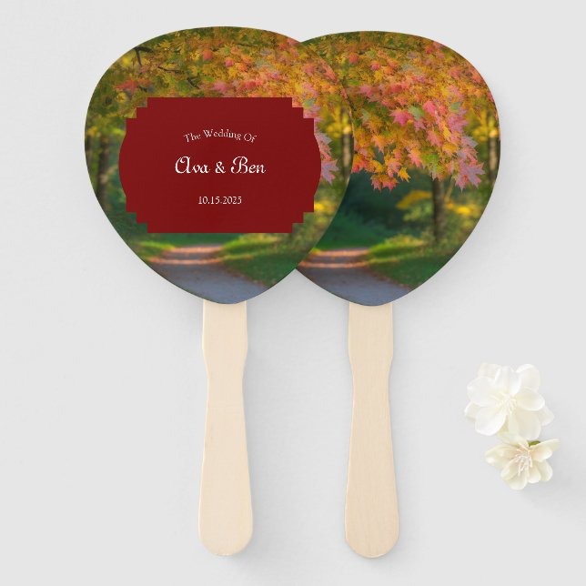 Colorful Autumn Day Wedding Fächer (Vorne und Hinten)