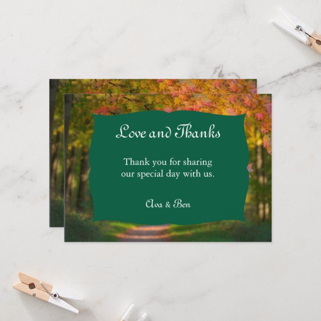 Colorful Autumn Day Wedding Thank You Card Einladung (Vorderseite/Rückseite Beispiel)