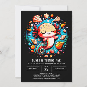 Colorful Axolotl Boho Birthday Einladung