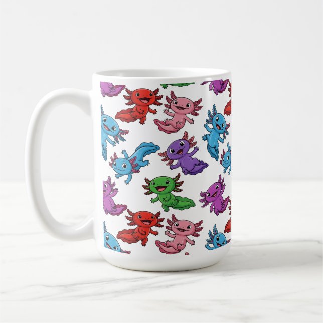 Colorful_Axolotl_Friends_Seamless_Pattern Kaffeetasse (Links)