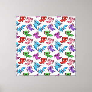 Colorful_Axolotl_Friends_Seamless_Pattern Leinwanddruck