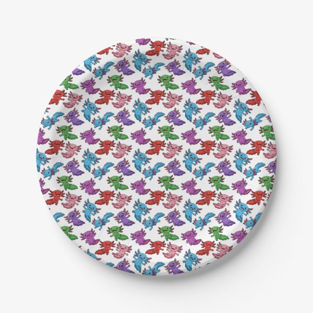 Colorful_Axolotl_Friends_Seamless_Pattern Pappteller (Vorderseite)