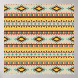 Colorful Aztec Tribal Native American Diamonds Poster