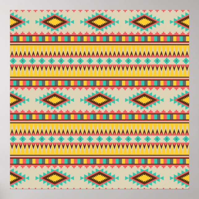Colorful Aztec Tribal Native American Diamonds Poster (Vorne)