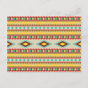 Colorful Aztec Tribal Native American Diamonds Postkarte