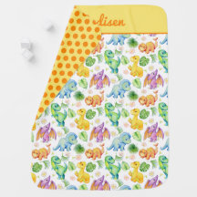 Colorful Baby Dinosaur Baby Blanket