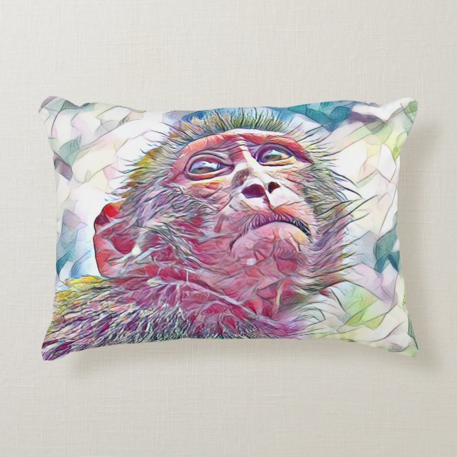 Colorful Baby Monkey Art Dekokissen (Vorderseite)
