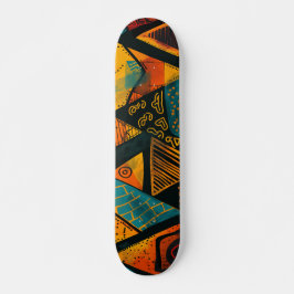 Colorful background with African motifs Skateboard