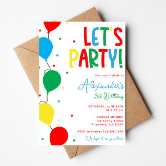 Colorful Balloon Birthday Invitation for Kids Einladung