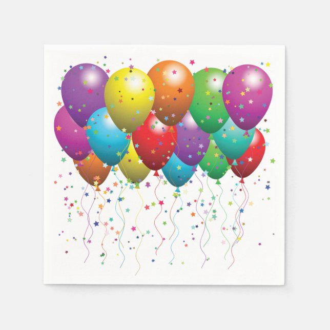Colorful balloons and confetti falling serviette (Vorderseite)