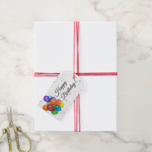 Colorful Balloons and Confetti Party Gift Tags Geschenkanhänger
