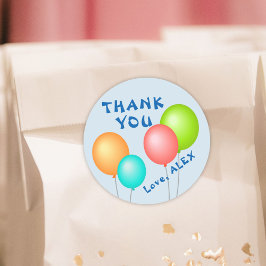 Colorful Balloons Kids Birthday Thank you Runder Aufkleber