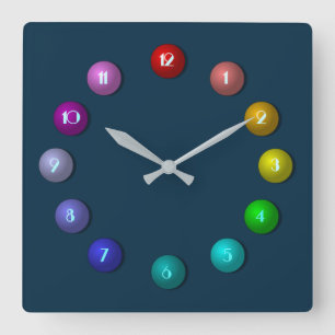 Colorful Balls Square Wall Clock Quadratische Wanduhr