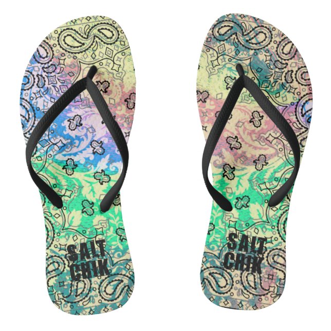 Colorful Bandana Summer Paisley Salt Chik Flip Flops (Fußbett)