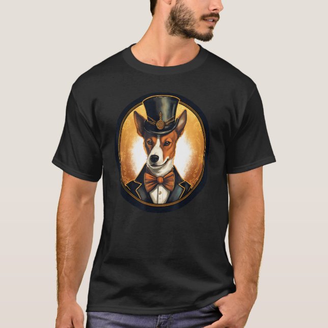 Colorful Basenji Dog Dad Mom Best Dog T-Shirt (Vorderseite)