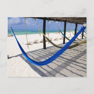 Colorful Beach Hänmocks Cozumel Mexico Postcard Postkarte
