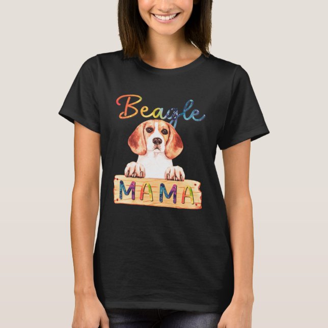 Colorful Beagle Mama  Dog Mom T-Shirt (Vorderseite)