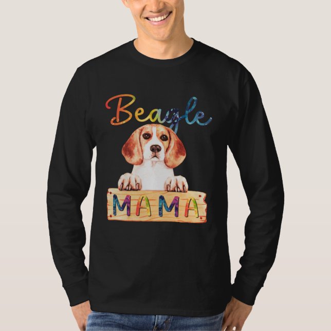 Colorful Beagle Mama  Dog Mom T-Shirt (Vorderseite)