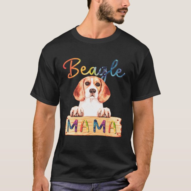 Colorful Beagle Mama  Dog Mom T-Shirt (Vorderseite)